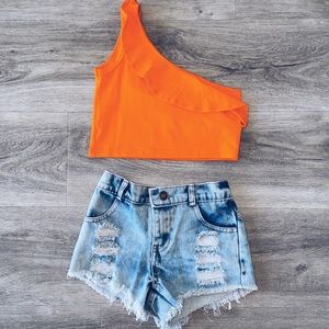 Baby summer jean shorts set ♡